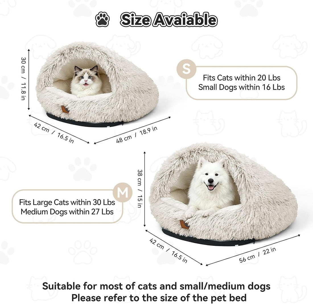 YooxArmor Round Covered Cat Bed Cave Dog Bed for Small Medium