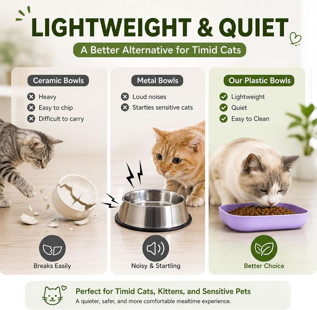 Cat Bowls Whisker Friendly Kitten Food and Water Plate, 10 Pack