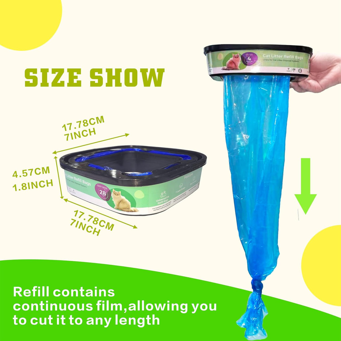 3 Pack Heavy-Duty Cat Litter Refill Bags Cartridges Compatible
