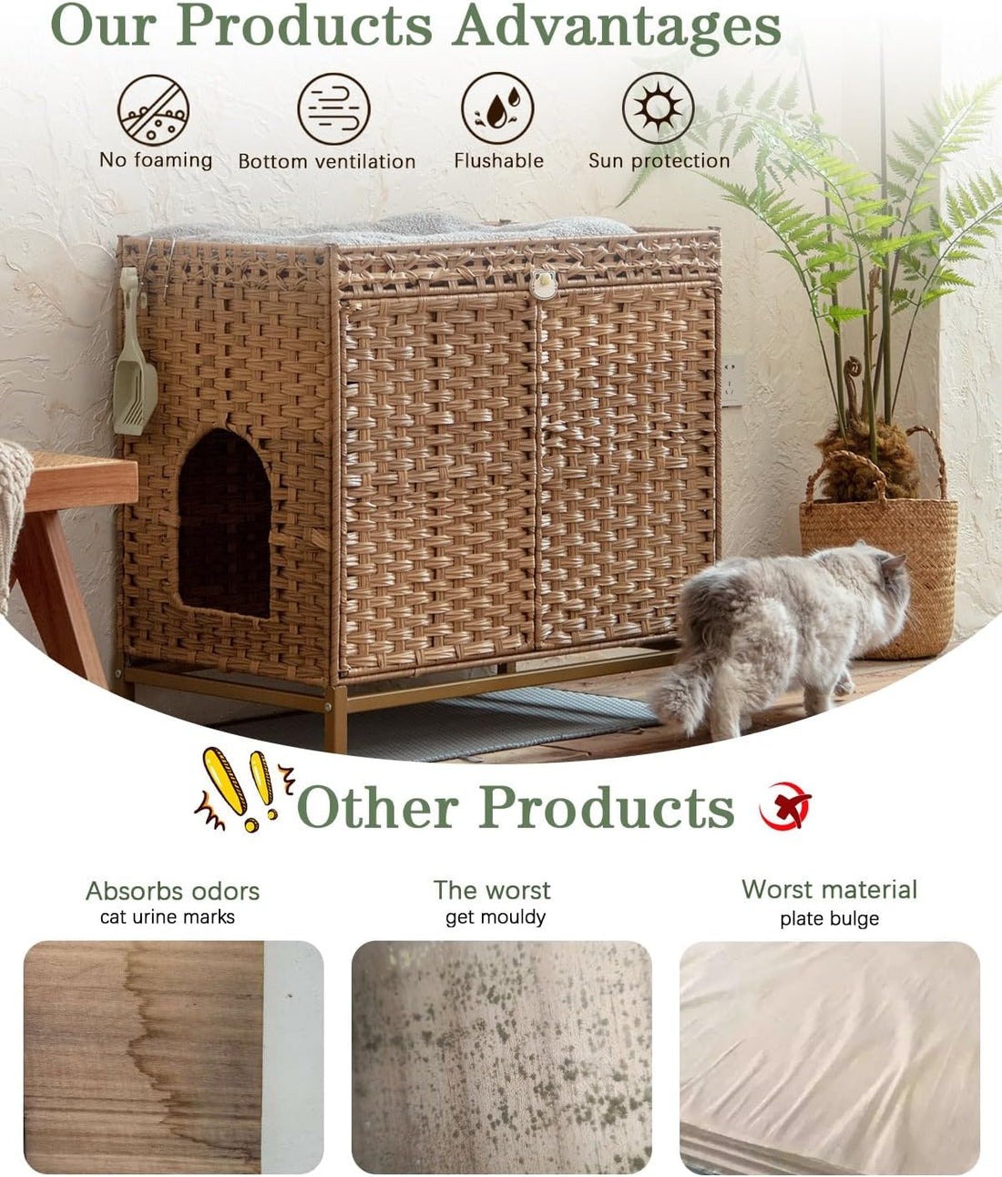 SETVSON Cat Litter Box Enclosure Furniture