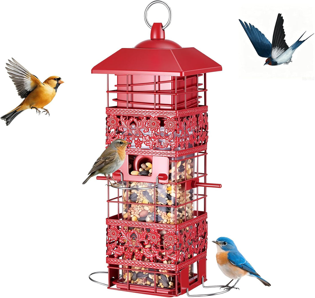 Squirrel Proof Bird Feeder Metal, Weight-Activated for Outdoors