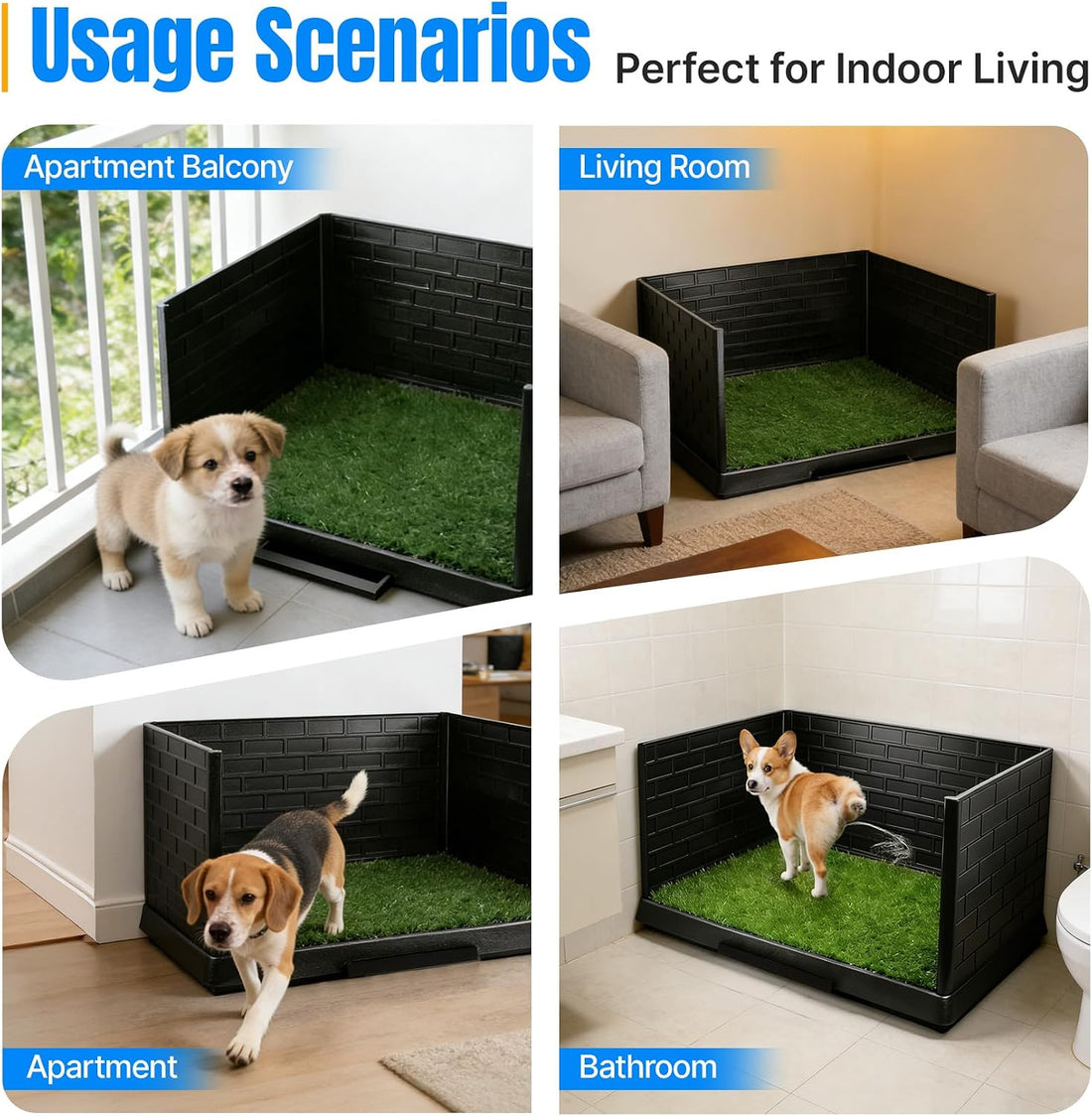 Dog Grass Pad with Tray and Drawer, Indoor Dog Potty Training System