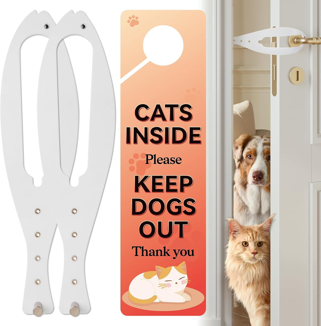 TGIOW Cat Door Latch, Cat Door Stopper Keep Open 2.5-6", 2 Pcs, White