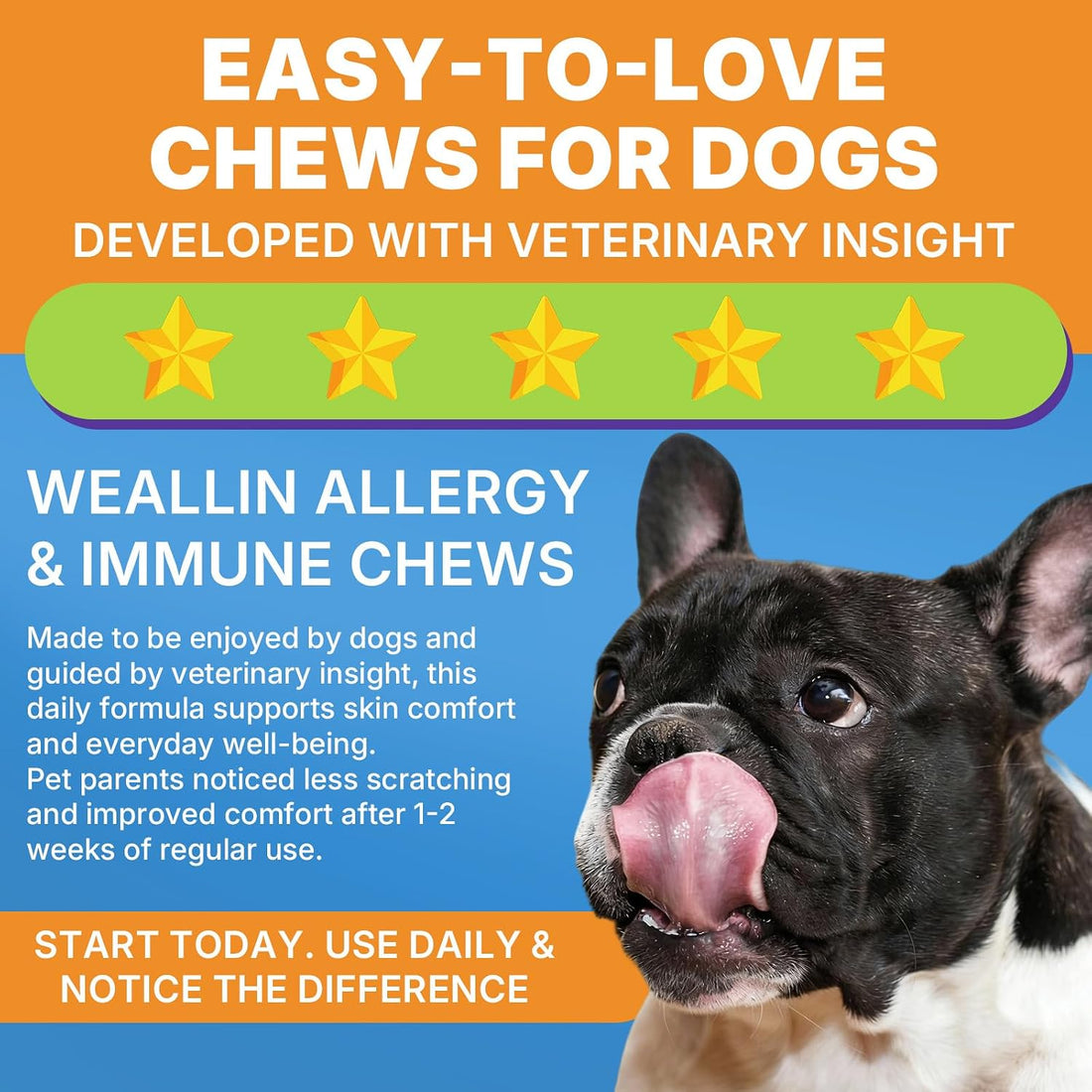 WEALLIN Dog Allergy Chews with Probiotics, Skin & Immune Support