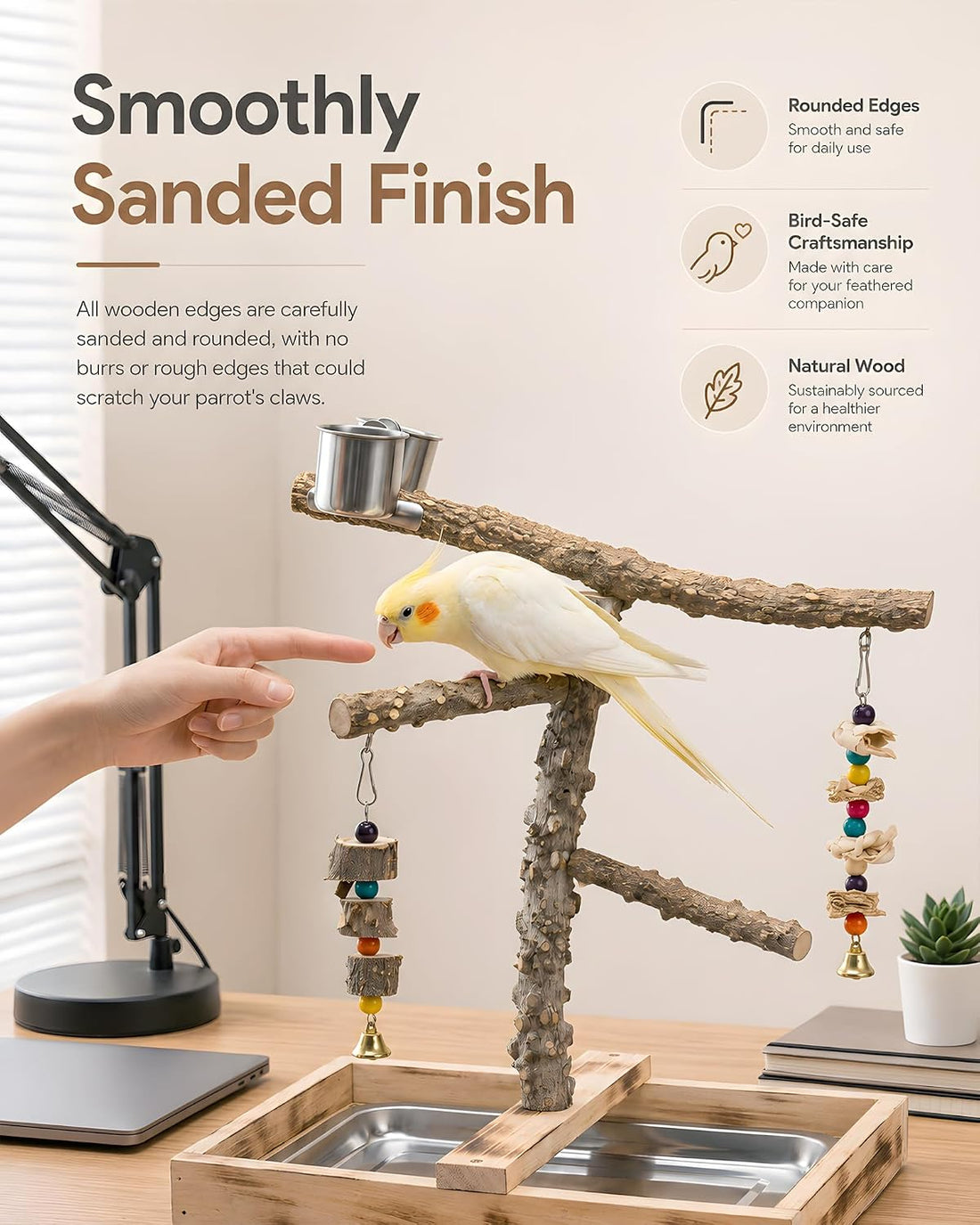 Bird Playground Perch Stand for Parakeets & Conures