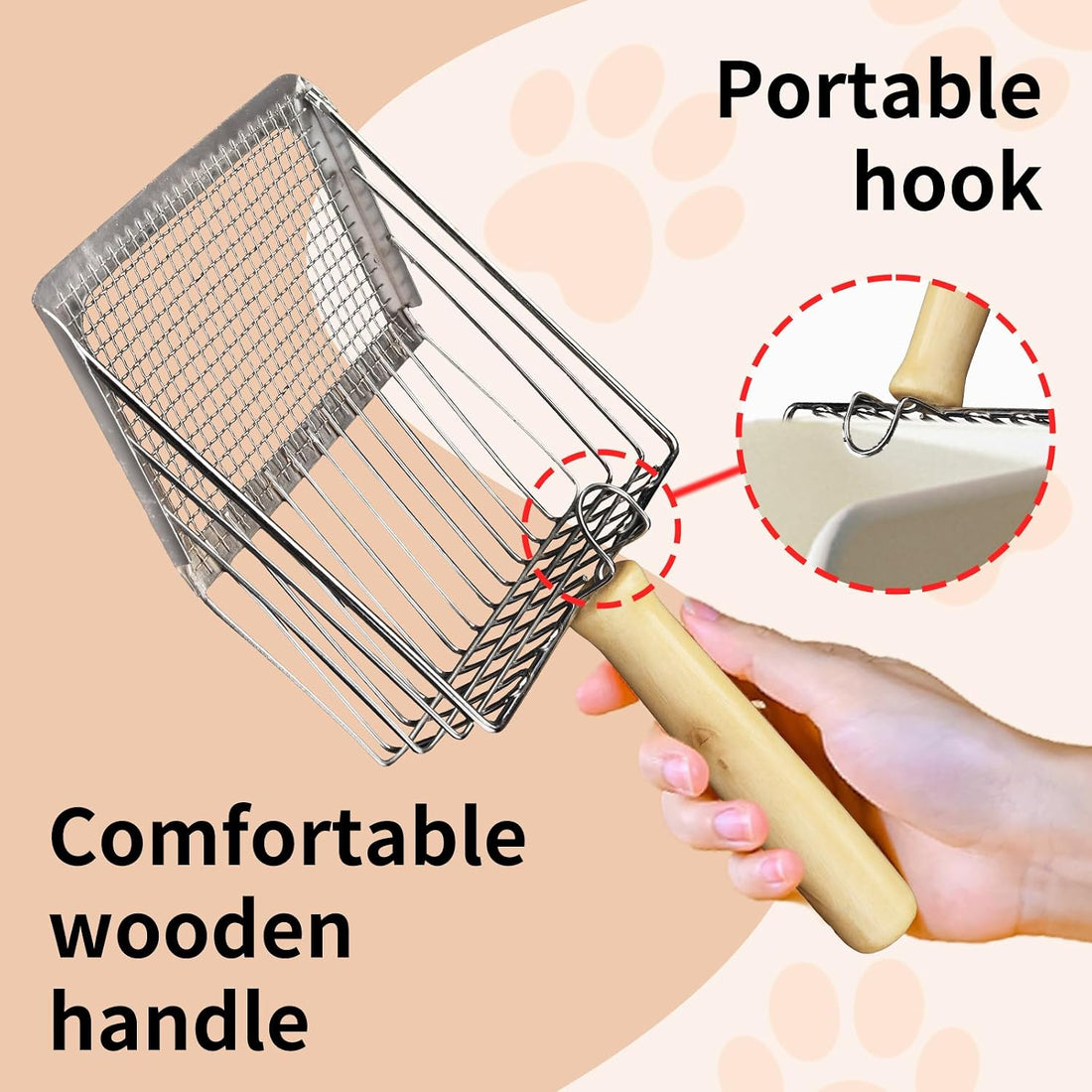 DUSTNIX Cat Litter Scoop, Premium Kitty Shovel with Hook and Hole