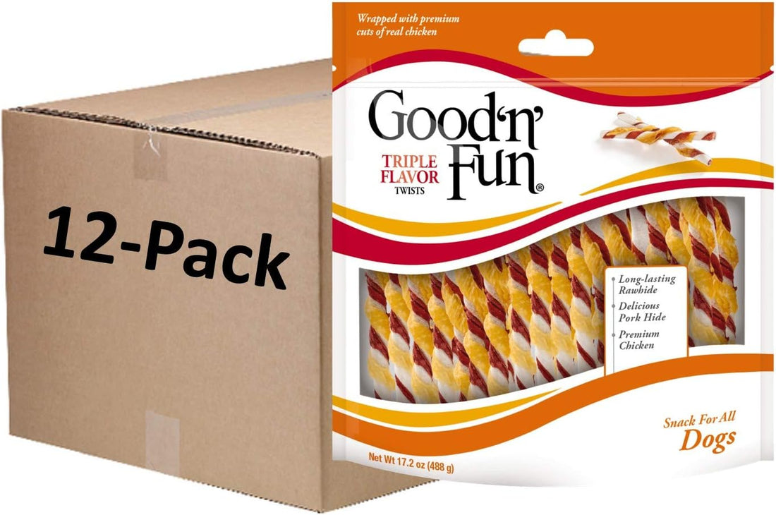 GOOD 'N' FUN Twists Long-Lasting Dog Treat with Real Bully, 12 Count