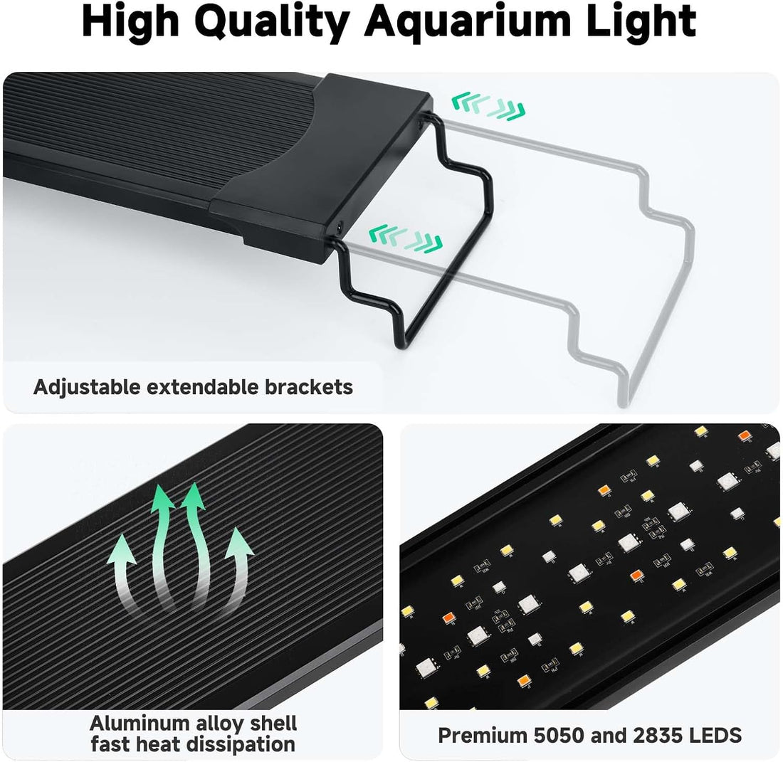 AQQA LED Aquarium Light, 24/7 & DIY Mode Full Spectrum Fish Tank Light
