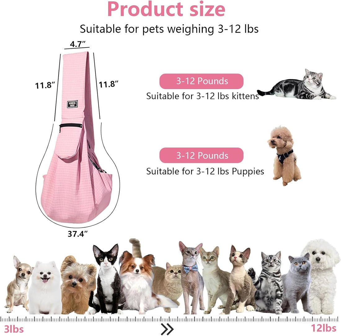 Dog Sling Water-Resistant Fabric for Small Dogs Cats 3-12 lbs