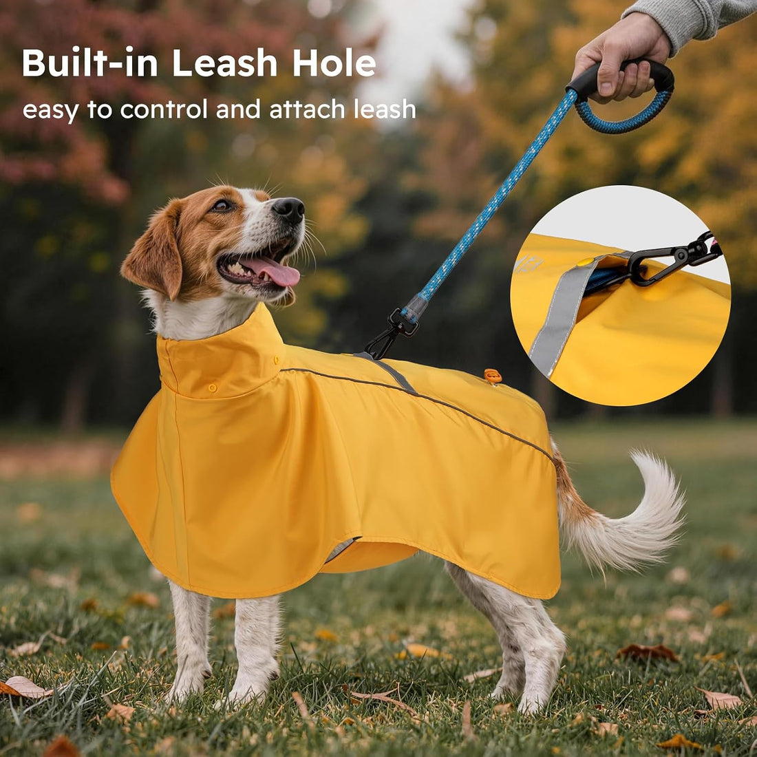 WINGOIN Dog Raincoat, Waterproof Dog Rain Jacket with Removable Hood