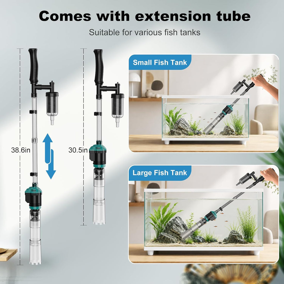 Electric Aquarium Gravel Cleaner and Water Changer with Filter 16w