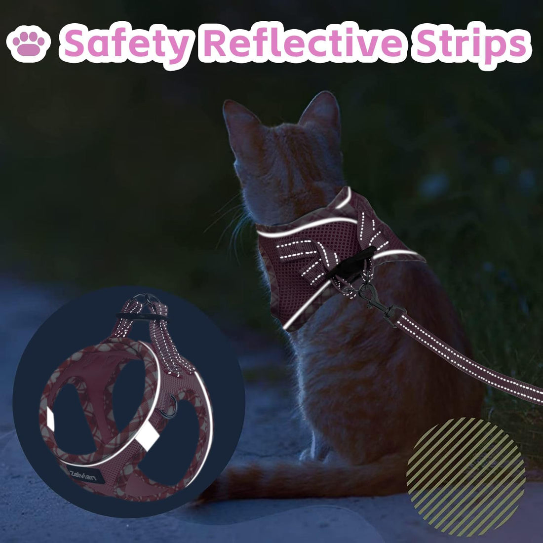 Escape Proof Cat Harness and Leash, Adjustable Vest