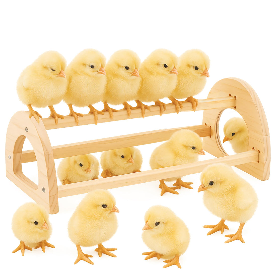 Chicken Roosting Perch Bar - Large Pine Wood with Mirror, Outdoor Use