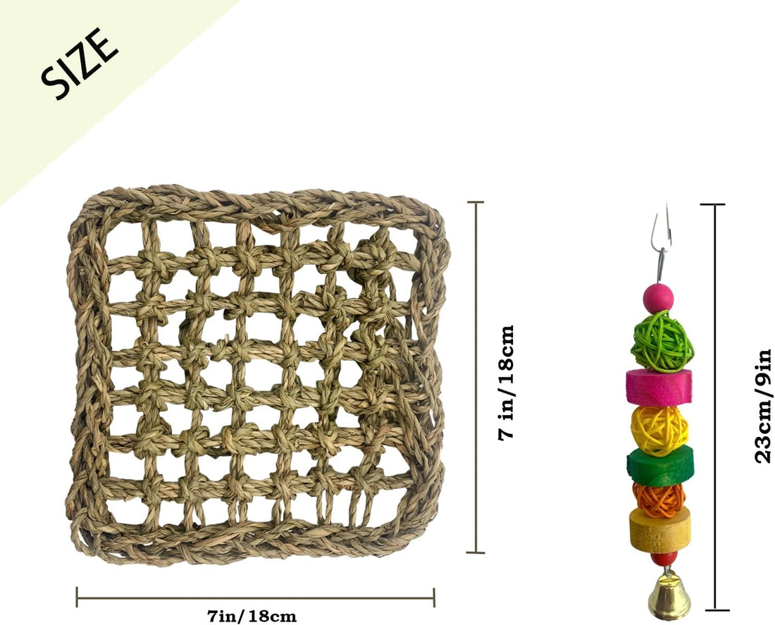 MUYG Bird Seagrass Mat,Natural Sea-Weed Woven Parrot Hammock Swing