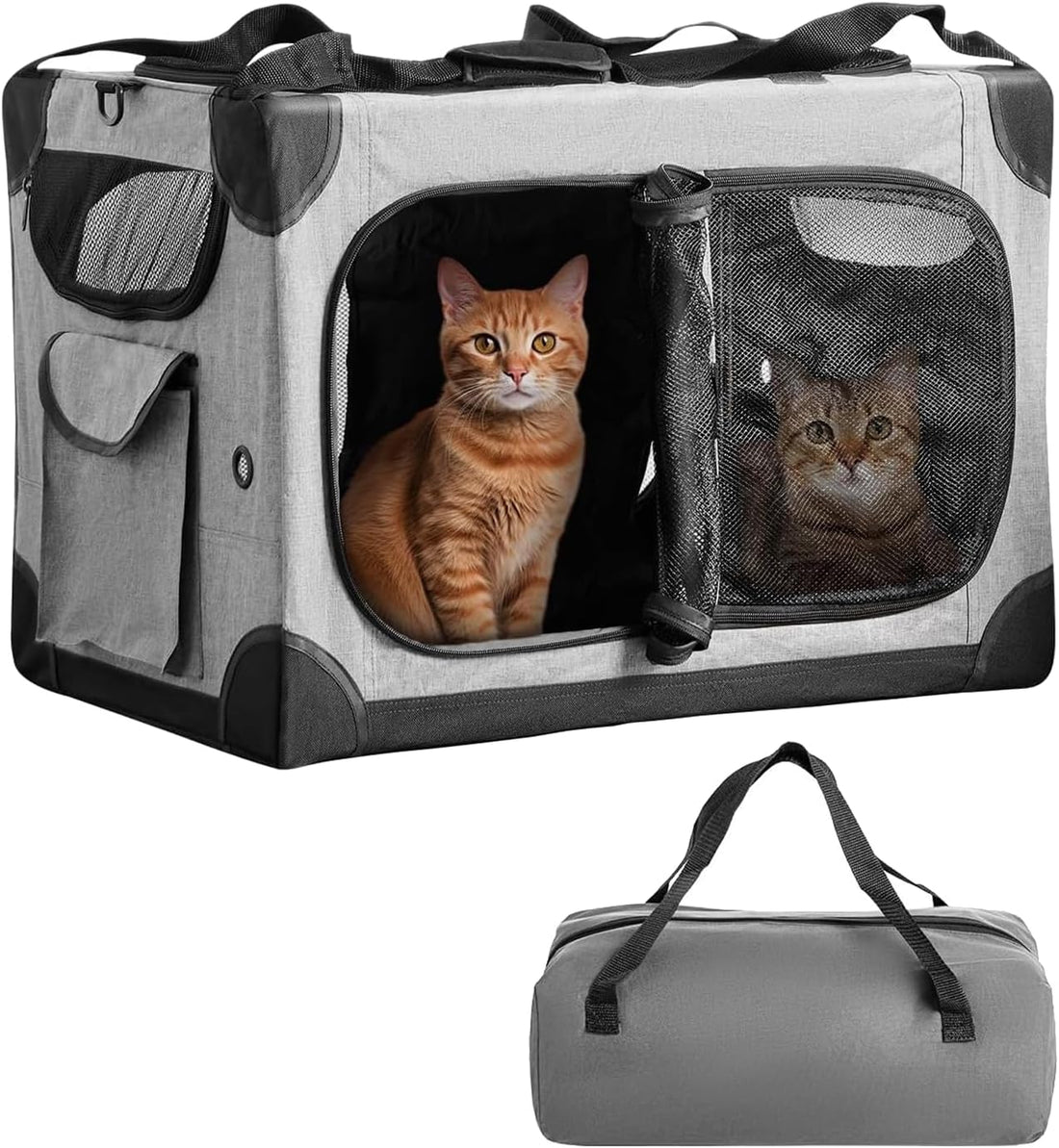Large Cat Carrier for 2 Cats, 24x17x17 in, Metal Frame