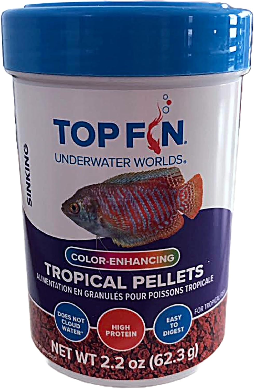 Top Fin Color-Enhancing Tropical Pellets for Tropical Fish 1-2.2 oz