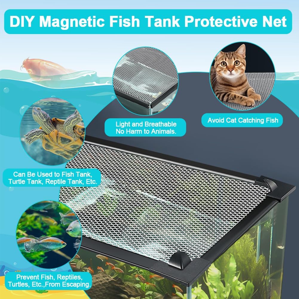 Magnetic Aquarium Cover Lid, DIY Fish Tank lid Anti-Jumping net Cover