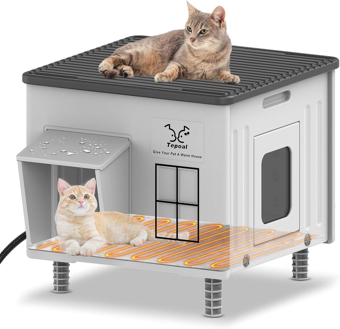 17.7"x17"x17.5" Indestructible Heated Cat House for Outside Winter