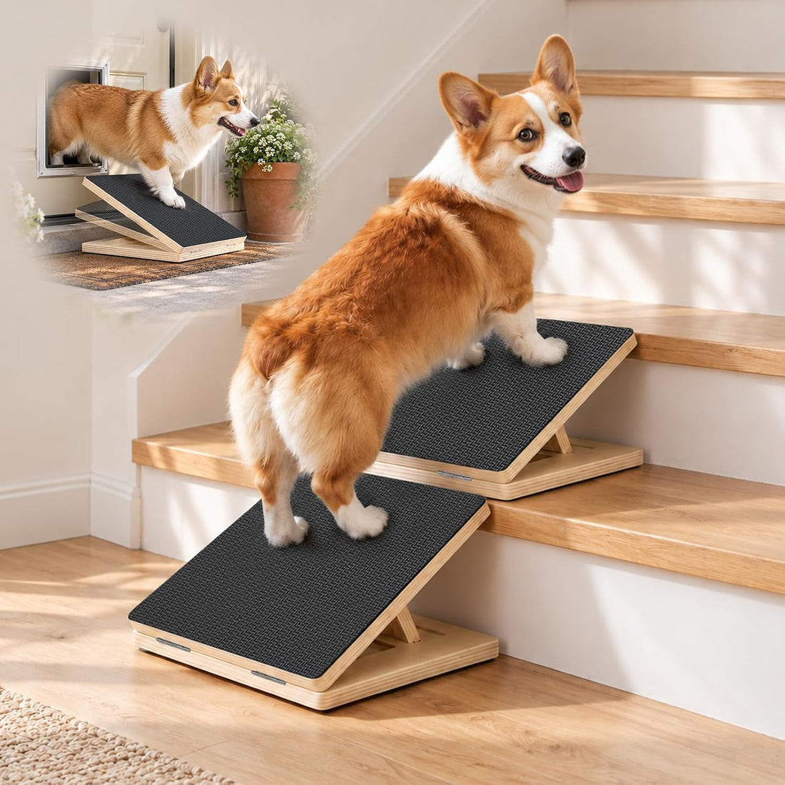 Dog Ramp for Stairs, 4 Pack Adjustable Pet Ramp for Small Dogs