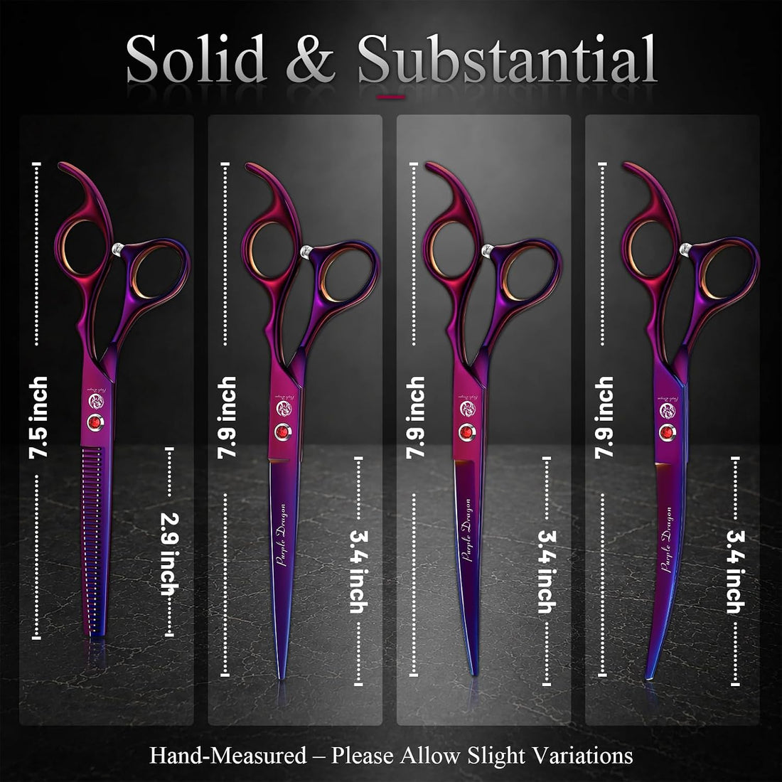 Purple Dragon Dog Grooming Scissors Set