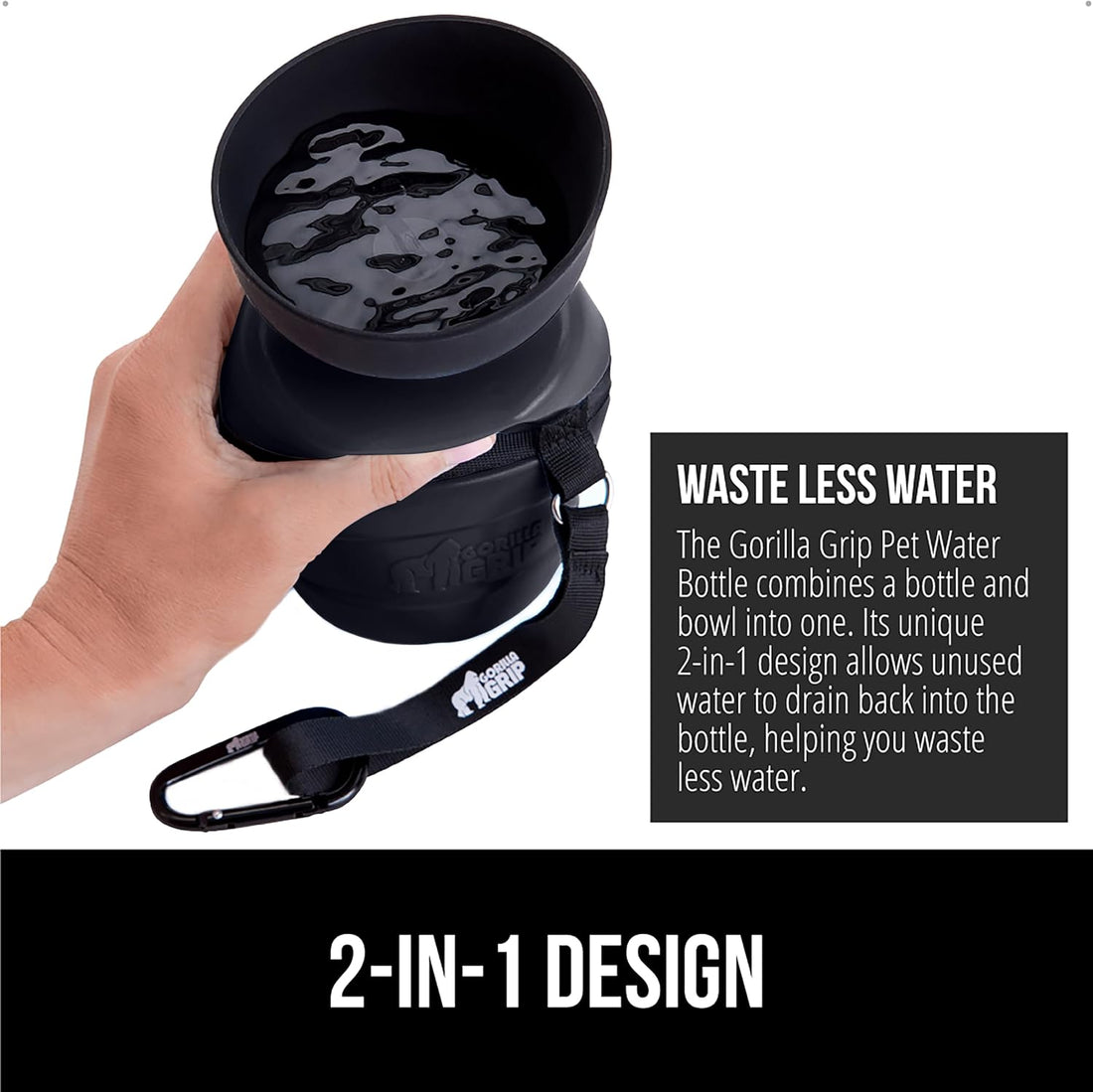 GORILLA GRIP Portable Dog Water Bottle, Food Grade Silicone