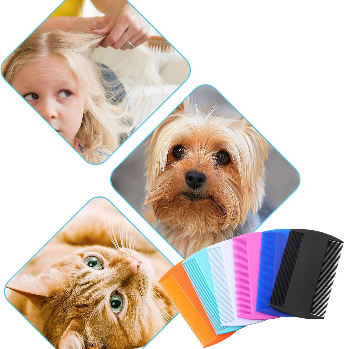 14 Pcs Lice Comb, Flea Comb, Double Sided Dandruff Comb, Cat Comb