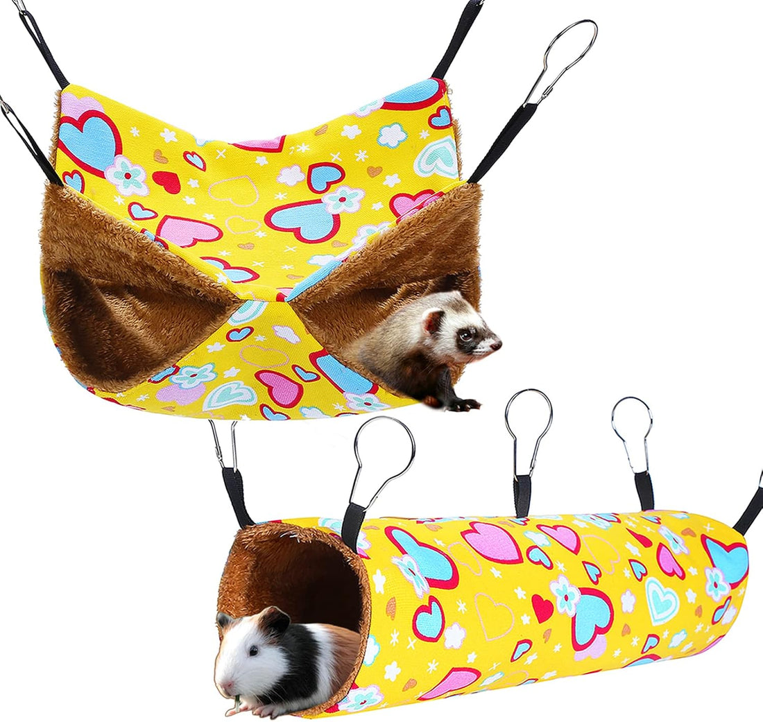 petonfun Ferret Rat Hammock Tunnel for Cage Guinea Pig Hideout Toy Bed