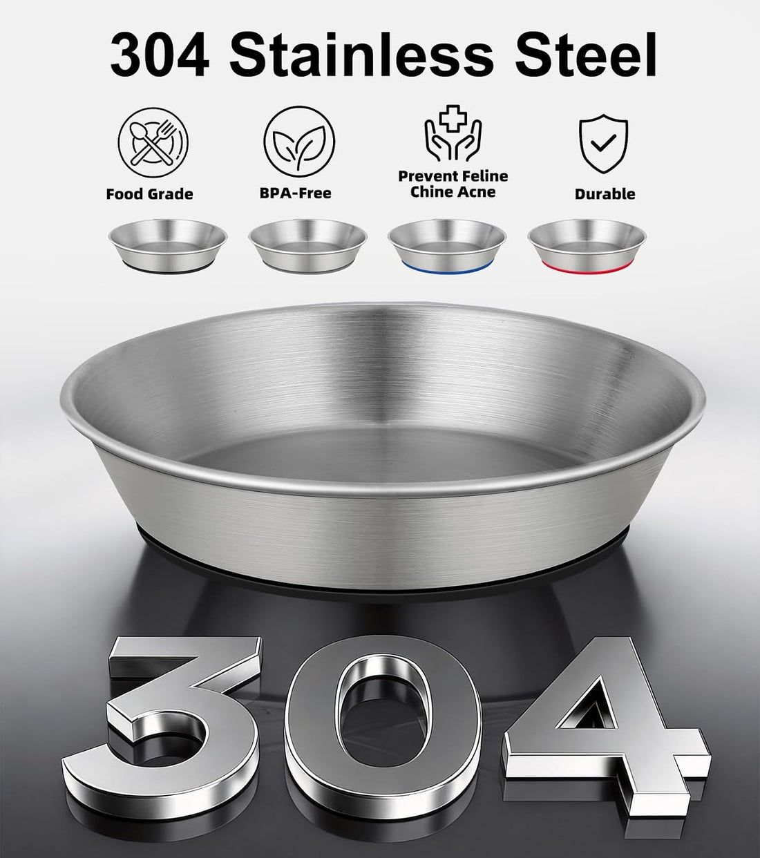 2 Pack Stainless Steel Cat Bowls for Food and Water