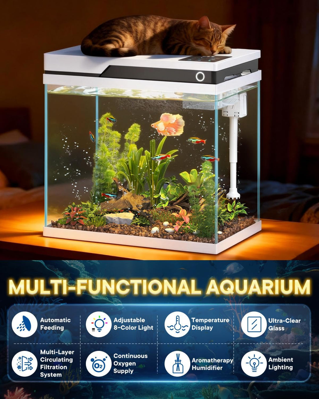 Fish Tank, Smart Fish Aquarium Kit 7 Gallon