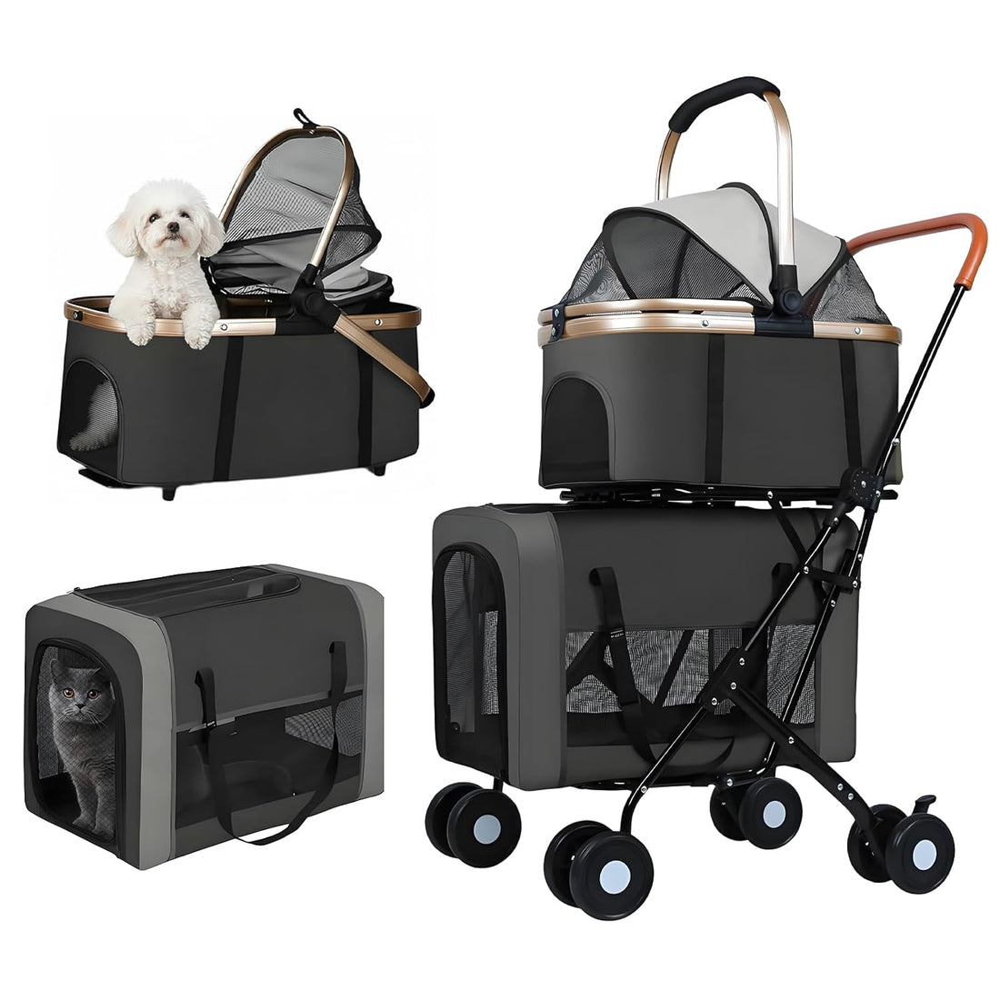 Double Pet Stroller for Dogs and Cats