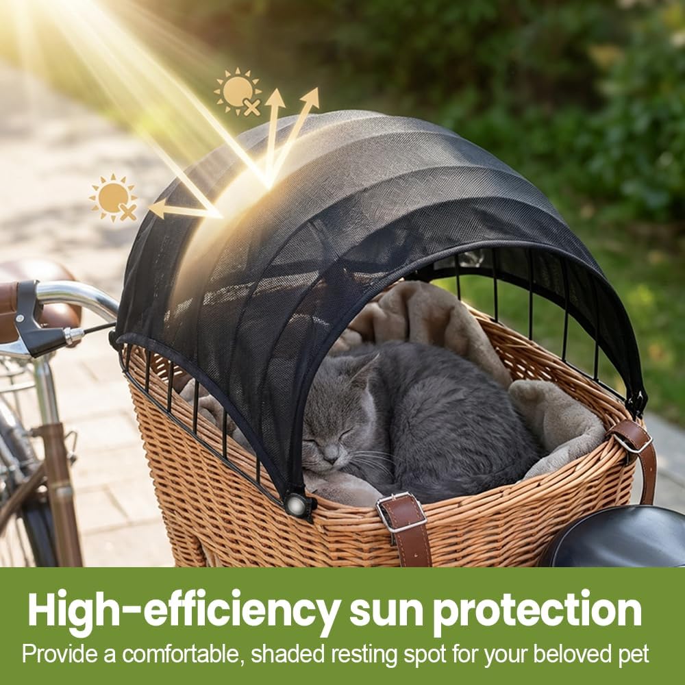 Pet Bike Basket Sunshade, Quick Install Breathable Shade Cover