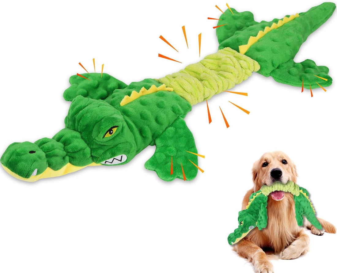 Letsmeet Large Squeaky Alligator Dog Toys