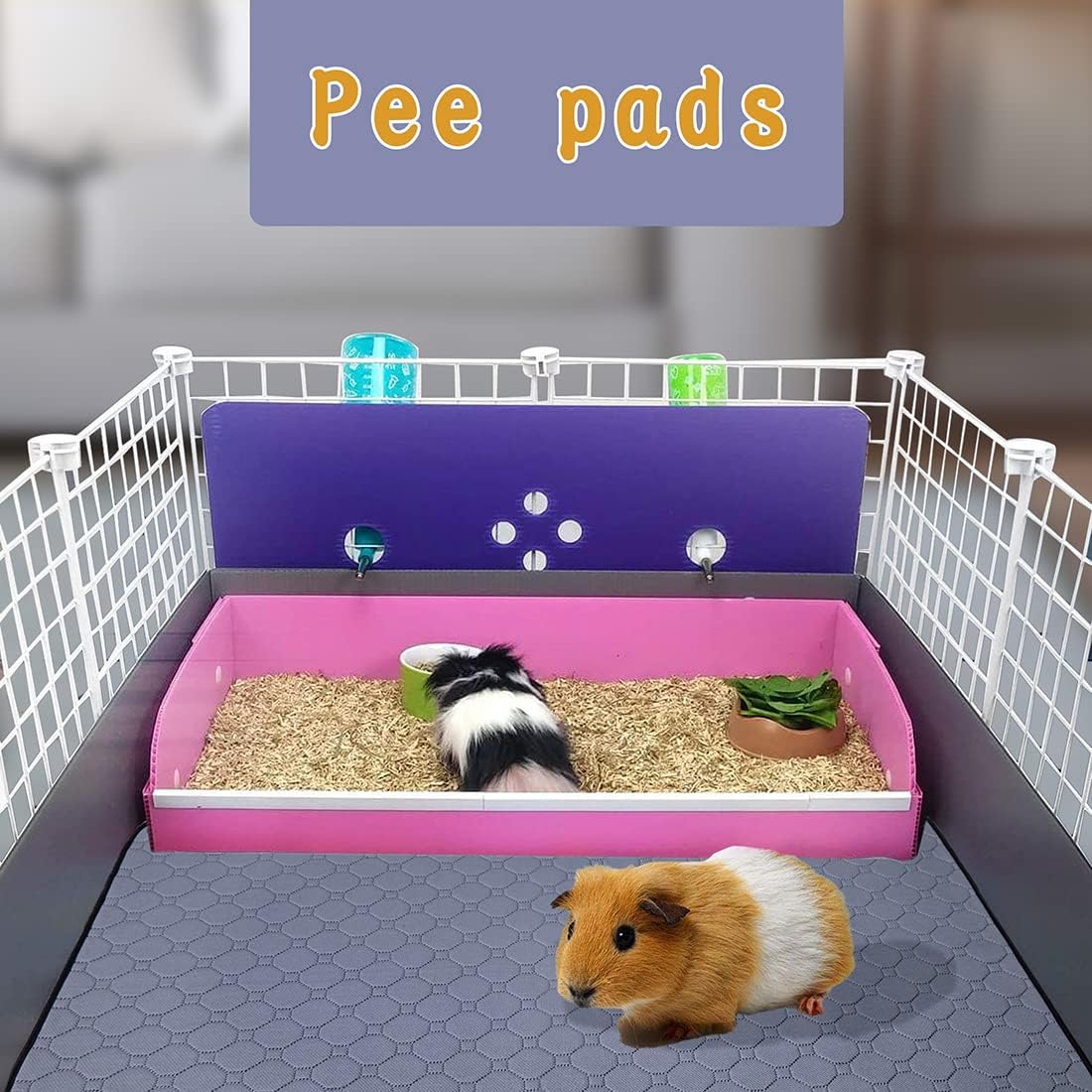 2Pack Guinea Pig Cage Liners, 24''X48'' Washable Guinea Pig Pee Pads