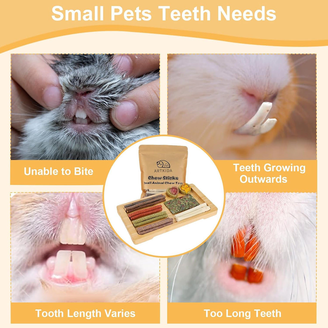 70PCS Rabbit Bunny Guinea Pig Chew Toys Treats