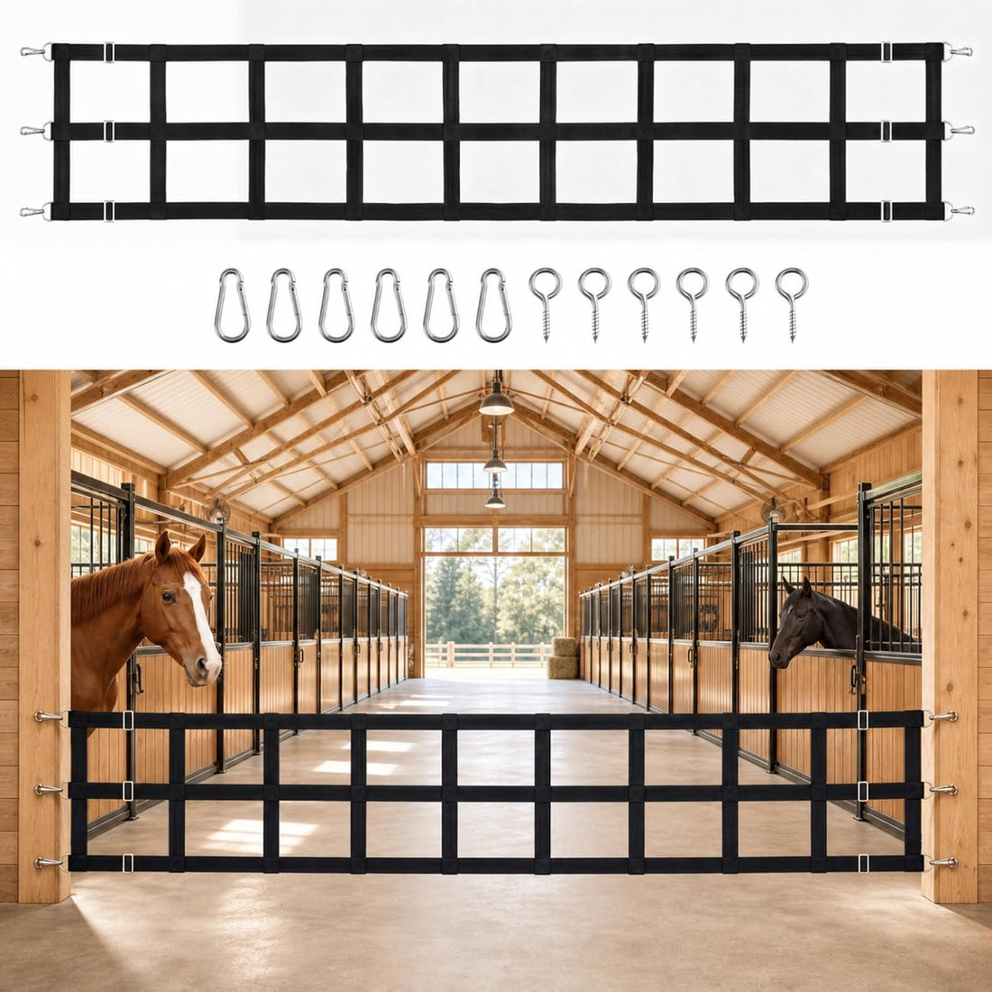 Zonon 10' x 20'' Adjustable Polyester Stall Guards for Horses