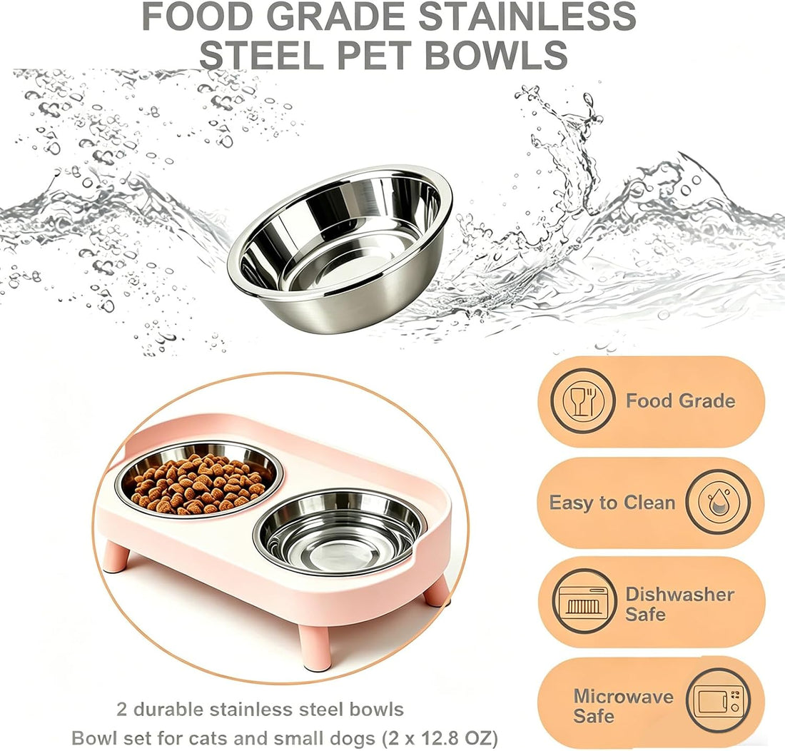 Elevated Dog Bowl, Raised Feeding Stand with Mat for Small Dogs Under