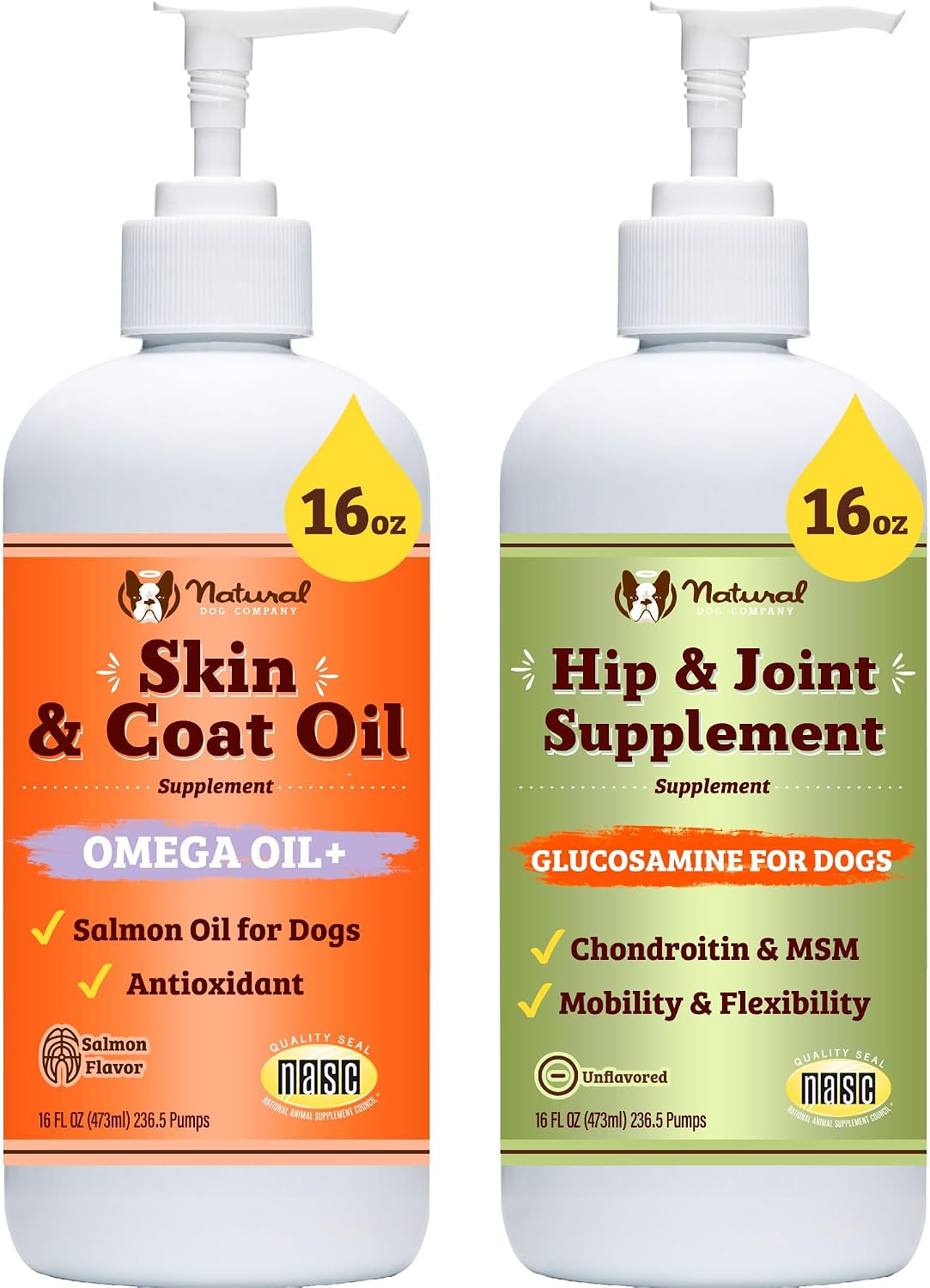 Natural Dog Company Liquid Glucosamine for Dogs, Hip & Joint Oil