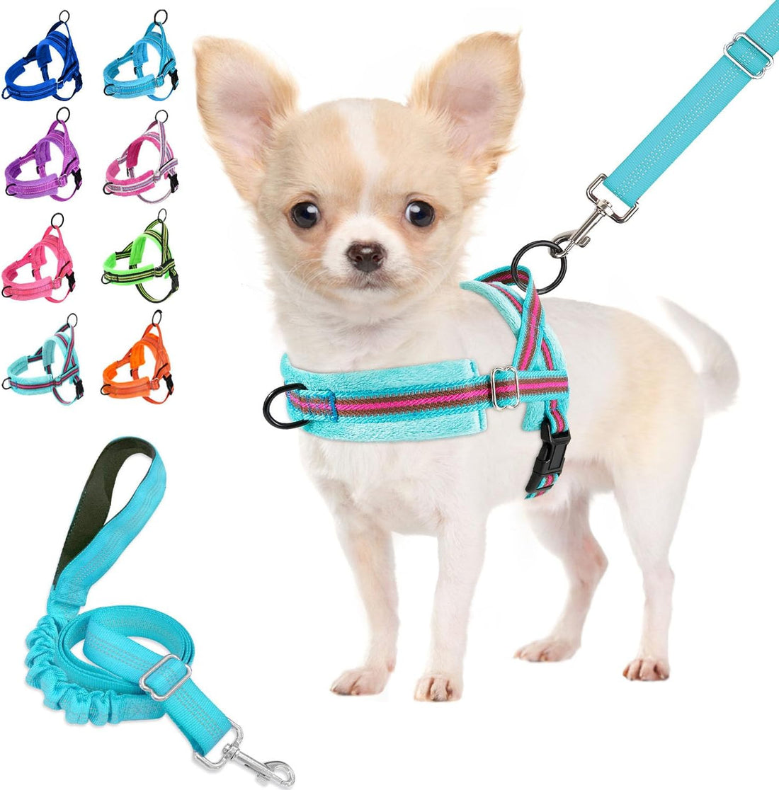 Lukovee Small Dog Harness and Leash Set, No Pull Soft Padded