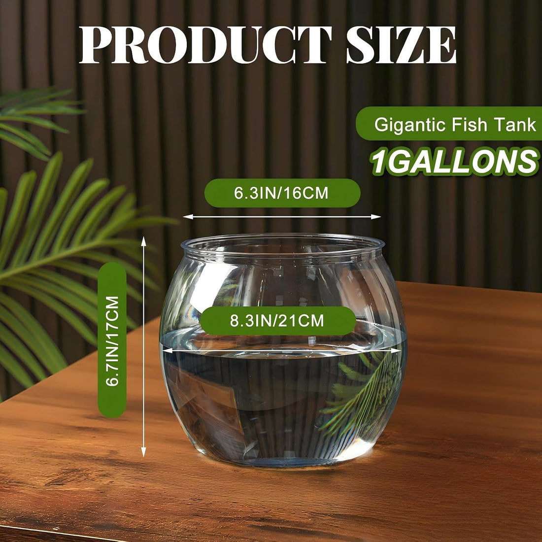 Geelin 1 Gallon Plastic Fishbowl Round Large Clear Shatterproof Tank