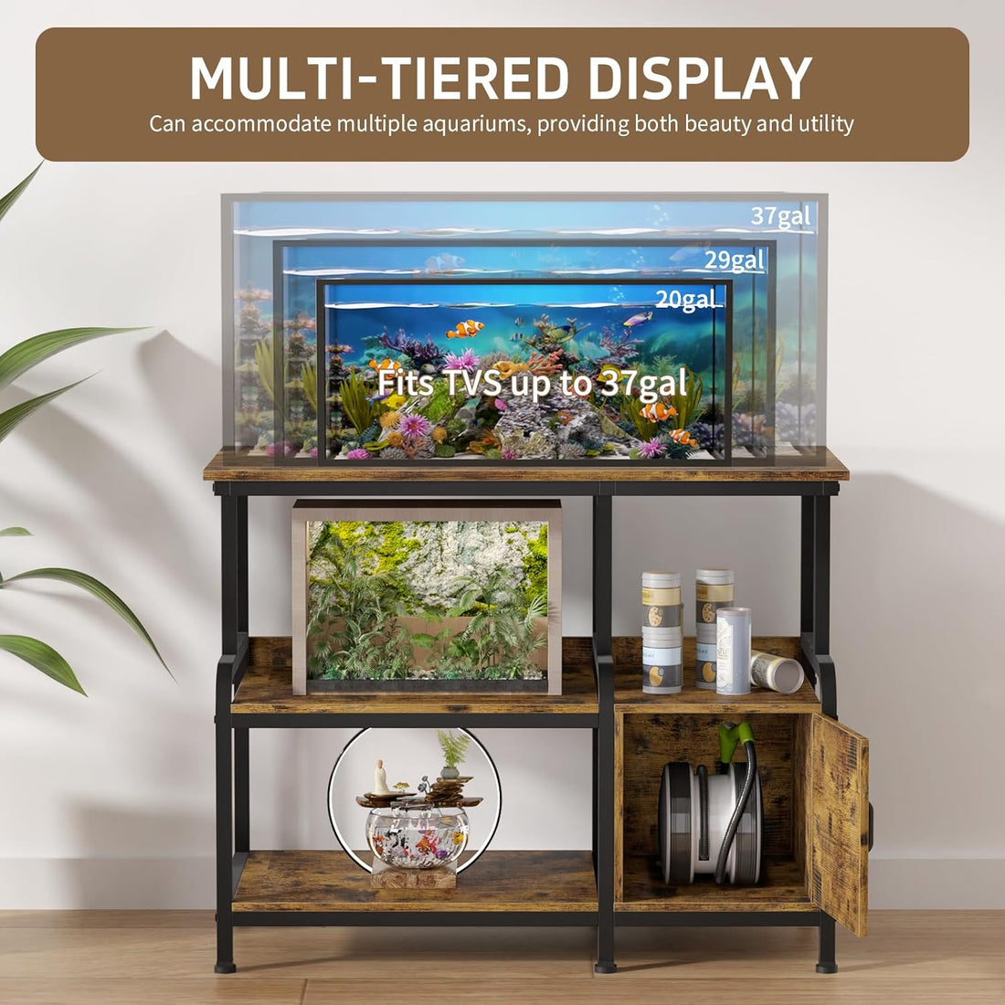 29-37 Gallon Aquarium Stand,36.8"x15.7" Fish Tank Stand with Storage