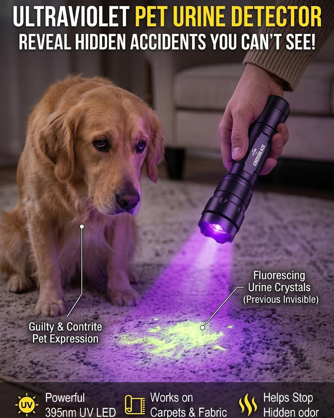 395-405nm UV Flashlight, Zoomable Black Light for Resin Curing