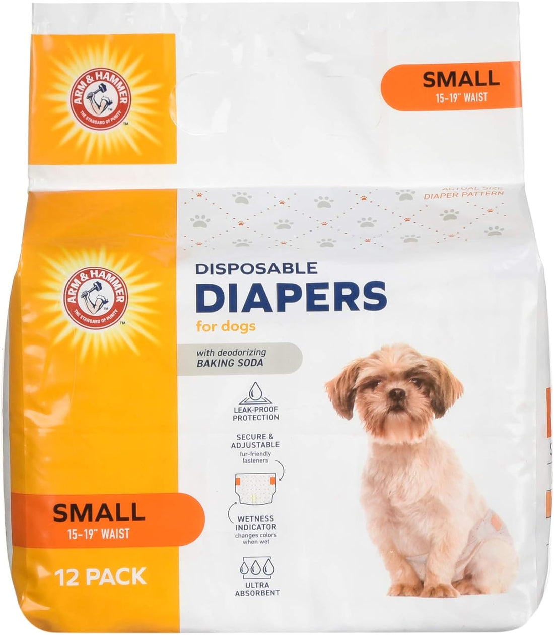 Arm & Hammer Disposable Female Dog Diapers, Medium, 12 Count