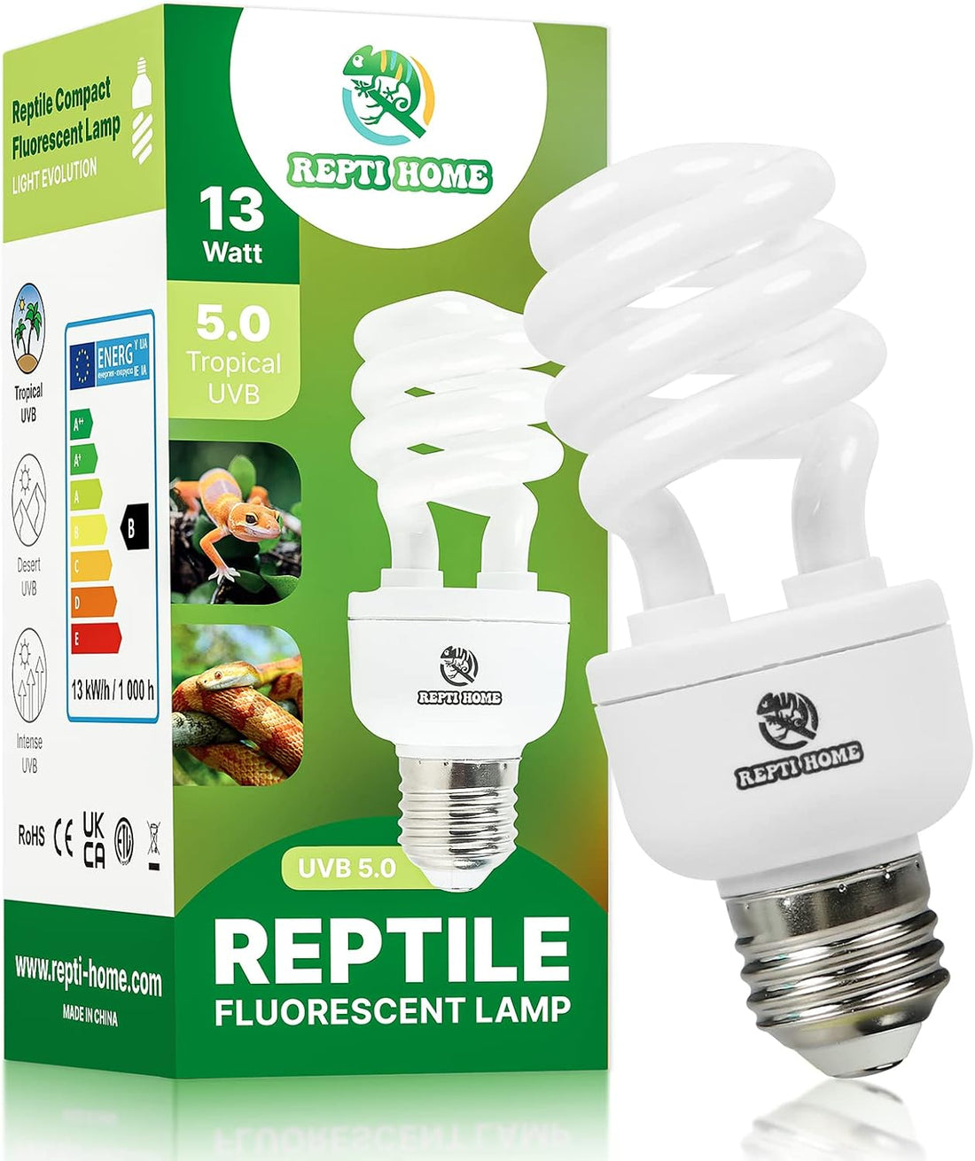 UVB Reptile Light 5.0, 13W Tropical and Sub-Tropical UVA UVB Bulb