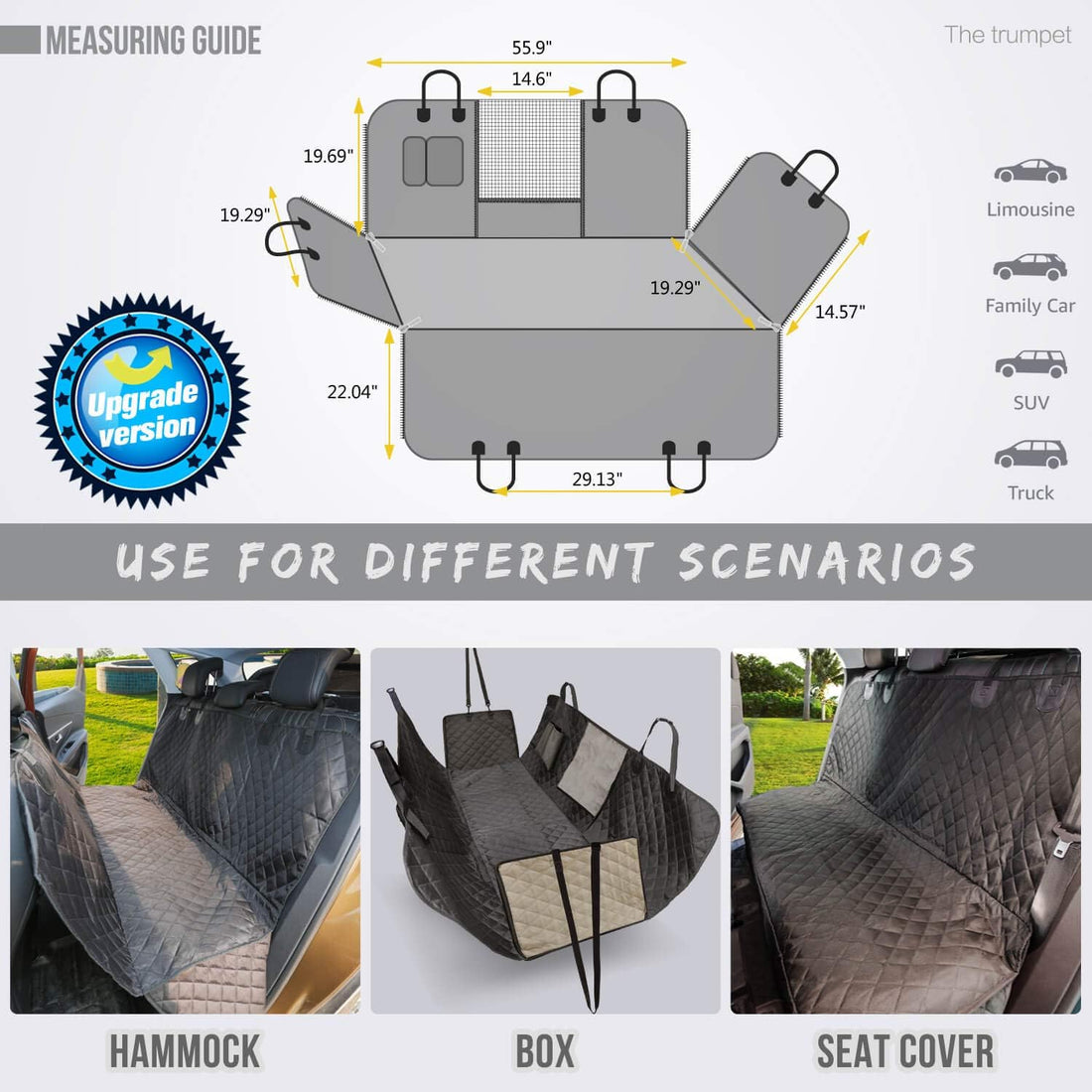 Vailge Dog Car Seat Cover for Back Seat