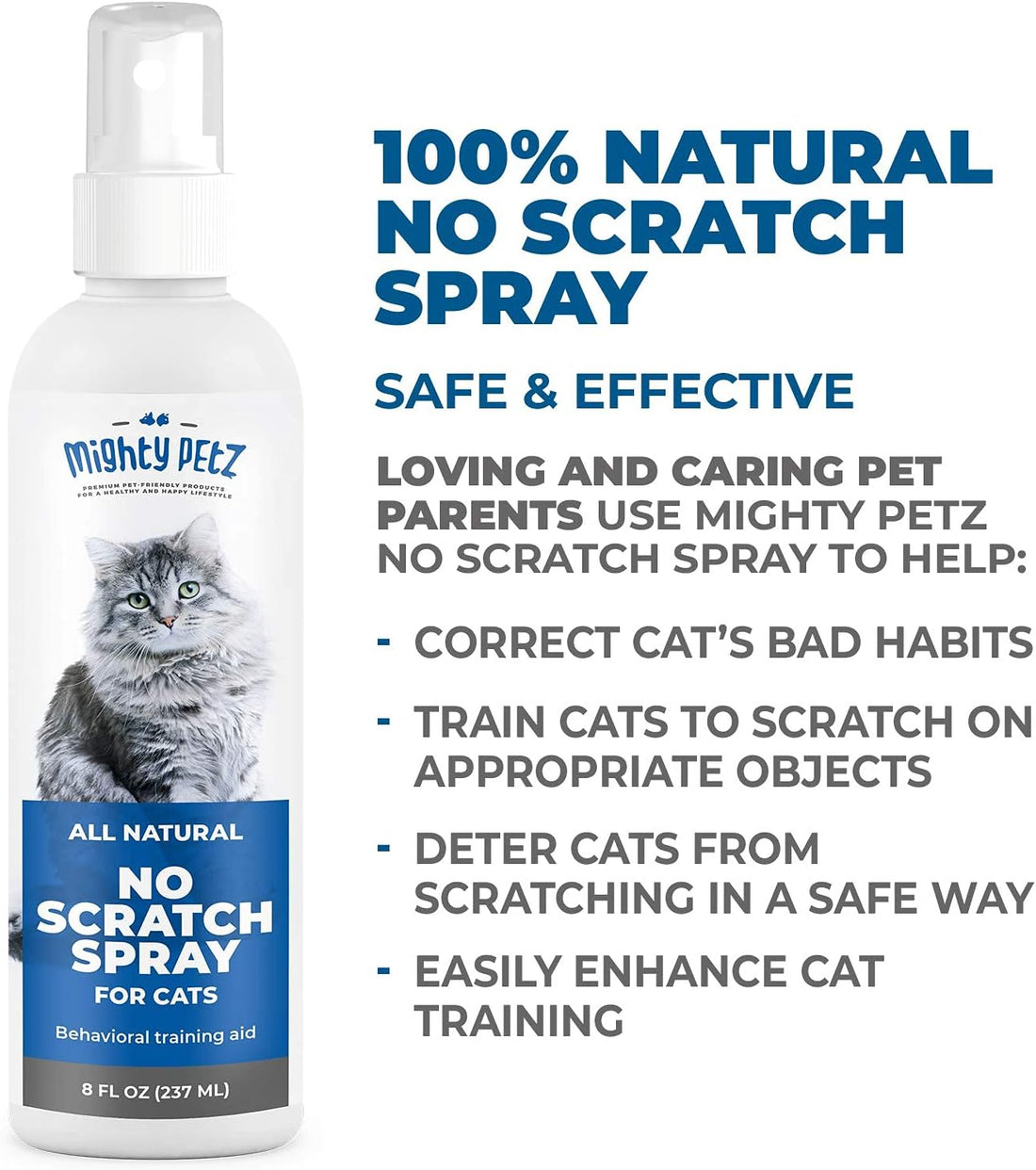 Mighty Petz Cat Deterrent Spray - Cat Indoor Repellent for Furniture