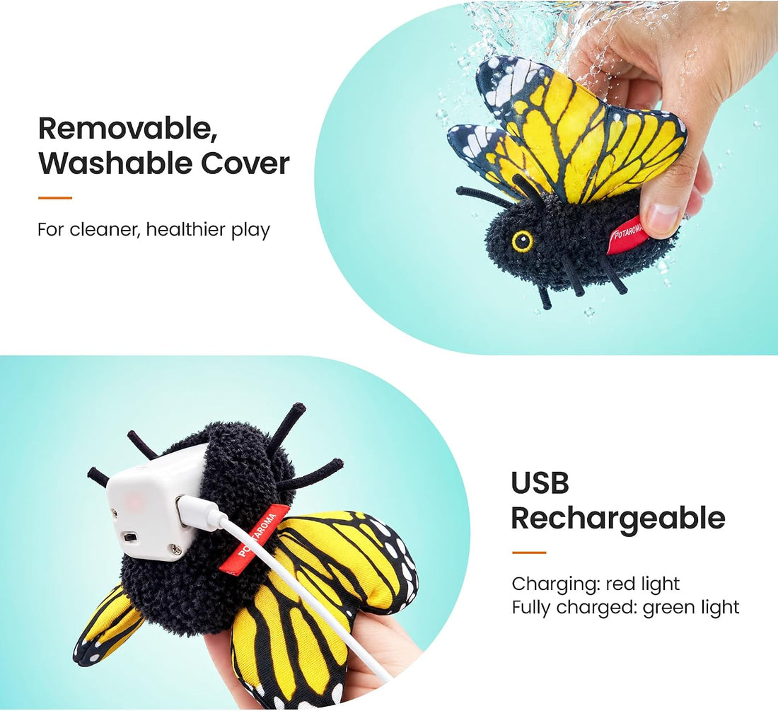 Potaroma 2 Pcs Flapping Butterfly Interactive Cat Toys with Catnip