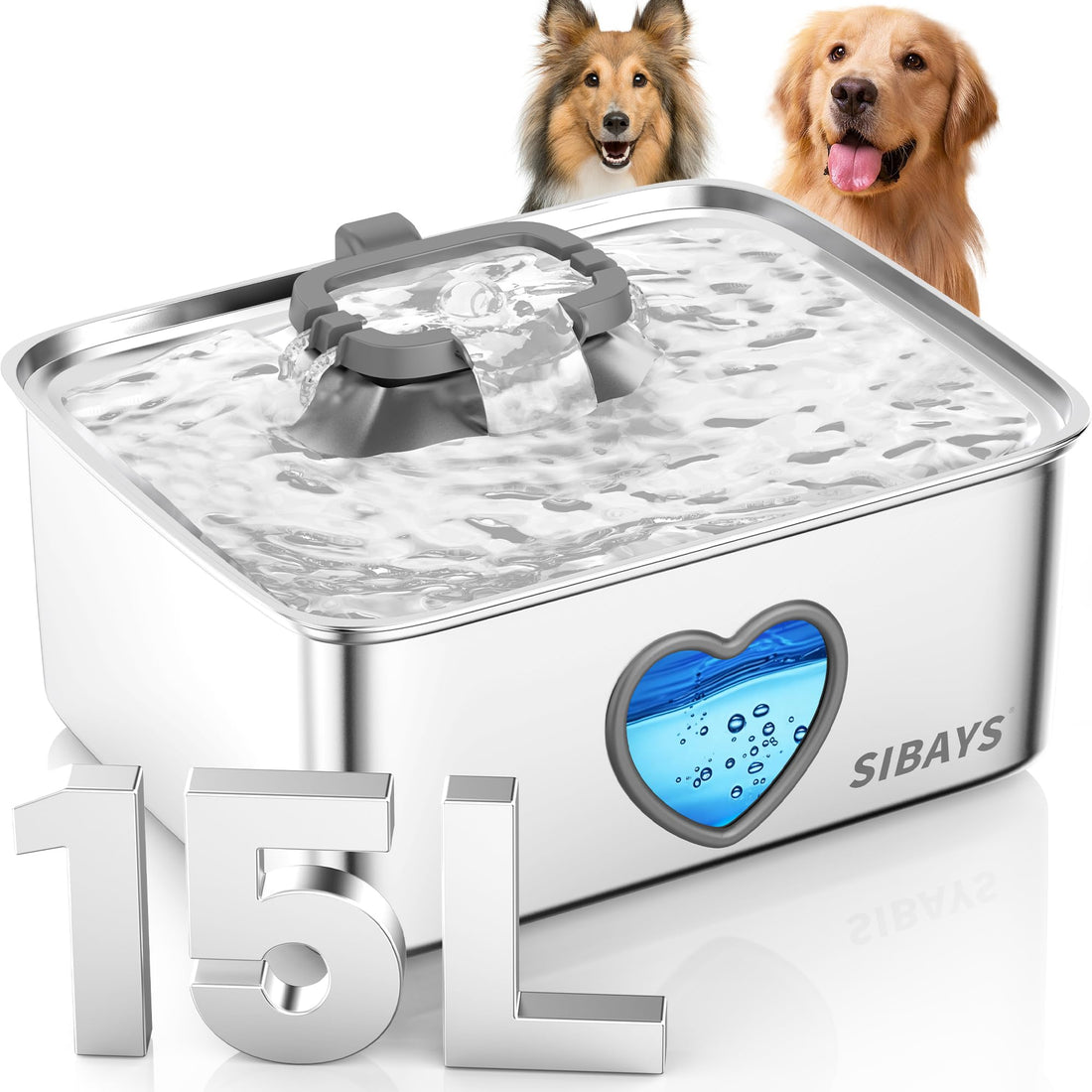 SIBAYS 15L Large Dog Water Fountain