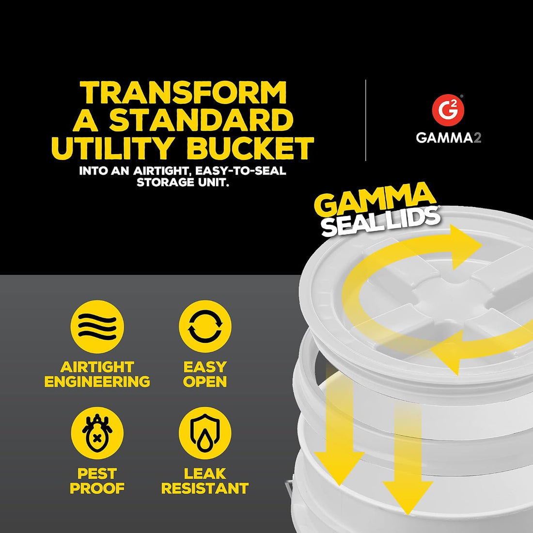Gamma2 Gamma Seal Lid for Utility Buckets - Fits 3.5, 5