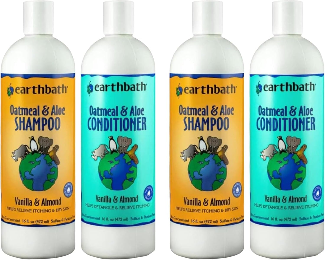 earthbath Oatmeal & Aloe Dog Shampoo and Conditioner, 16 Oz (1 Set)