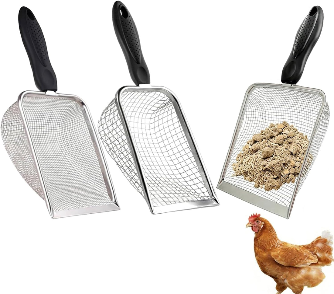 3PCS Chicken Poop Scooper for Coop, Metal Scooper Sifting Shovel